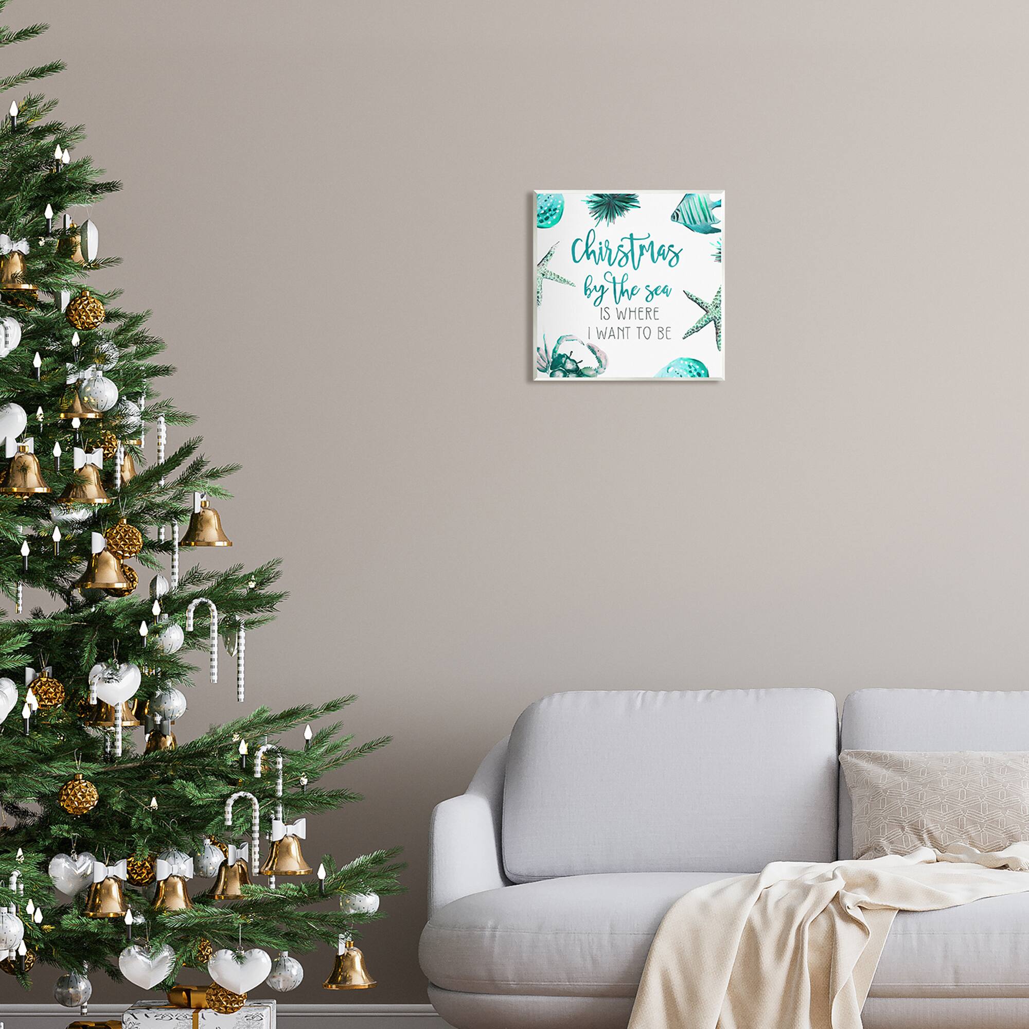 Stupell Industries Christmas By The Sea Phrase Wall Plaque Art
